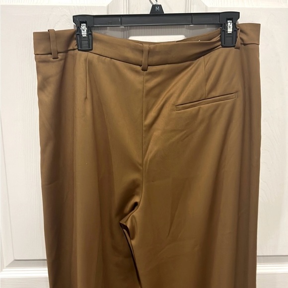 Zara women’s pleated brown wide leg trouser pants size XL NWT - Picture 5 of 12